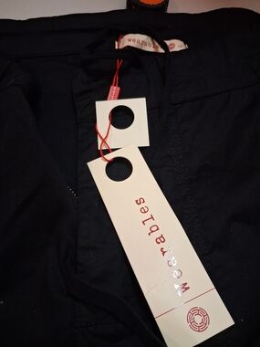 Wearables by XCVI Terraced Wide Leg Pants Black Size L Boho Lagenlook